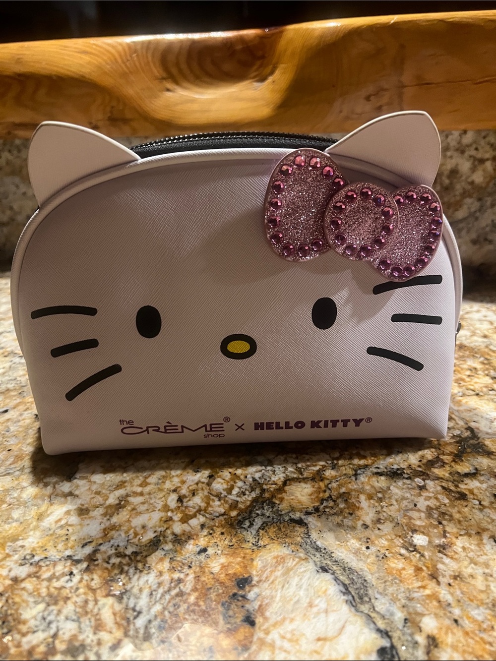 Hello Kitty Light Pink Cosmetic Pouch with Glitter Bow